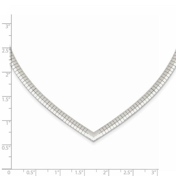 4mm Sterling Silver V-shaped Cubetto Chain Necklace, 17 Inch - Picture 3 of 7